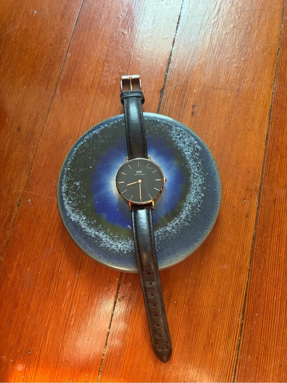 Daniel Wellington Watch + Silver Cuff Bracelet Bundle - Black Rose Gold